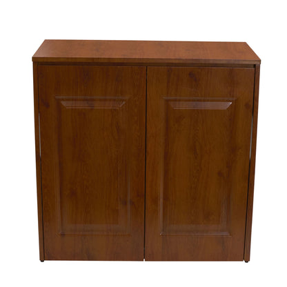 Household Essentials Double Hamper Cabinet, Metal Exterior and Removable Polyester Bags, Dual Compartments for Sorting, Faux Wood Grain