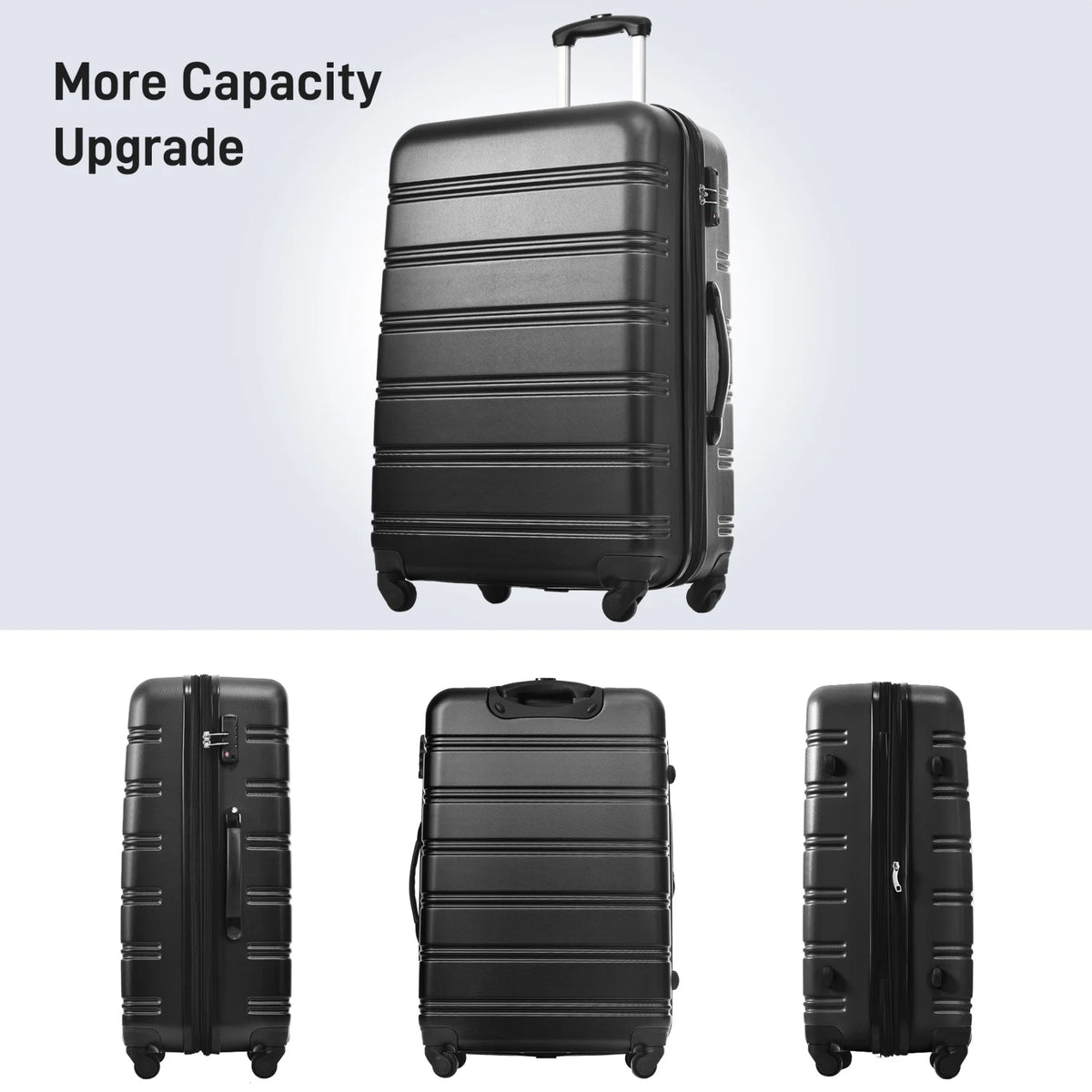 3 Piece ABS Luggage Set, Luggage with Spinner Wheel & TSA  20/24/28 inch, Purple