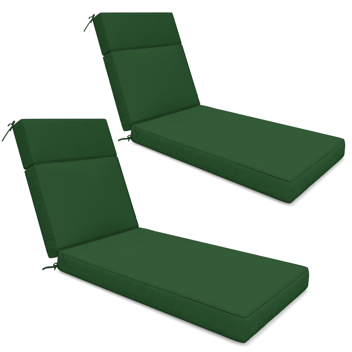 Kimunuk Outdoor Chaise Lounge Cushions set of 2, 80" x 26" x 4" Waterproof Pool Beach Recliner Replacement Cushions with Ties, Navy