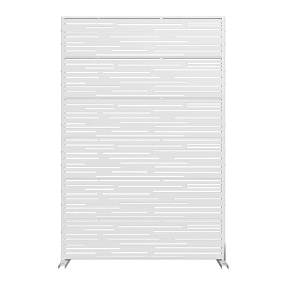 MAYEERTY 72 �� 47in Outdoor Privacy Screen with Stand Metal Balcony Decorative Screen, Black