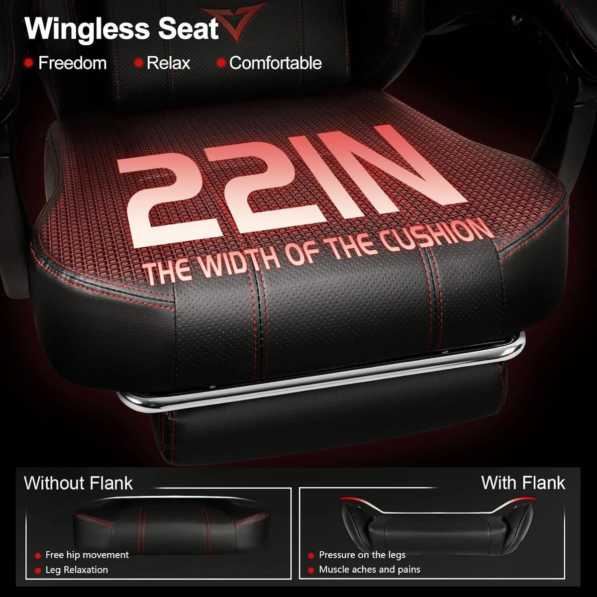VITESSE Big and Tall Gaming Chair 400lb Weight Capacity with Footrest, Ergonomic Video Game Chair for Adults with Oversized Headrest and Lumbar Pillow, Computer Chair Gaming for Office (Black+Red)