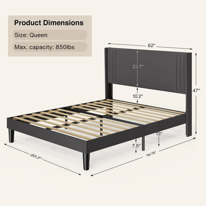 Aiho 4 Pieces Bedroom Furniture Set, Includes Queen Bed Frame, Nightstands Set of 2, Double Wide 6-Drawer Dresser - White