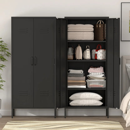 Marcree Green Metal Cabinet,2 Door Accent Cabinet,Metal Locker Cabinet with Legs,Sideboard Cabinet with Adjustable Shelves,Locker Storage Cabinet for Living Room,Entryway