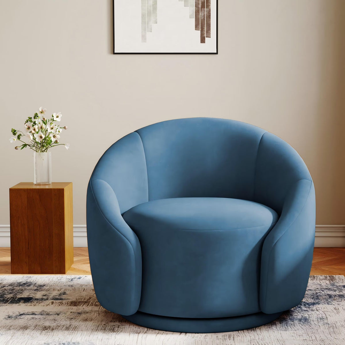 360�� Swivel Accent Chair for Living Room, Boucle Barrel Armchair Single Sofa Chair Reading Chair, Sage Green