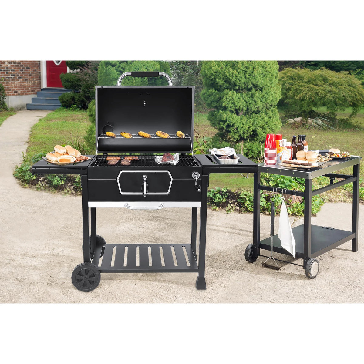 Royal Gourmet 30" CD2030AN Deluxe Charcoal Grill, BBQ Smoker Picnic Camping Patio Backyard Cooking, Black