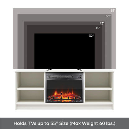 Mainstays Fireplace TV Stand, for TVs up to 55", Black Oak