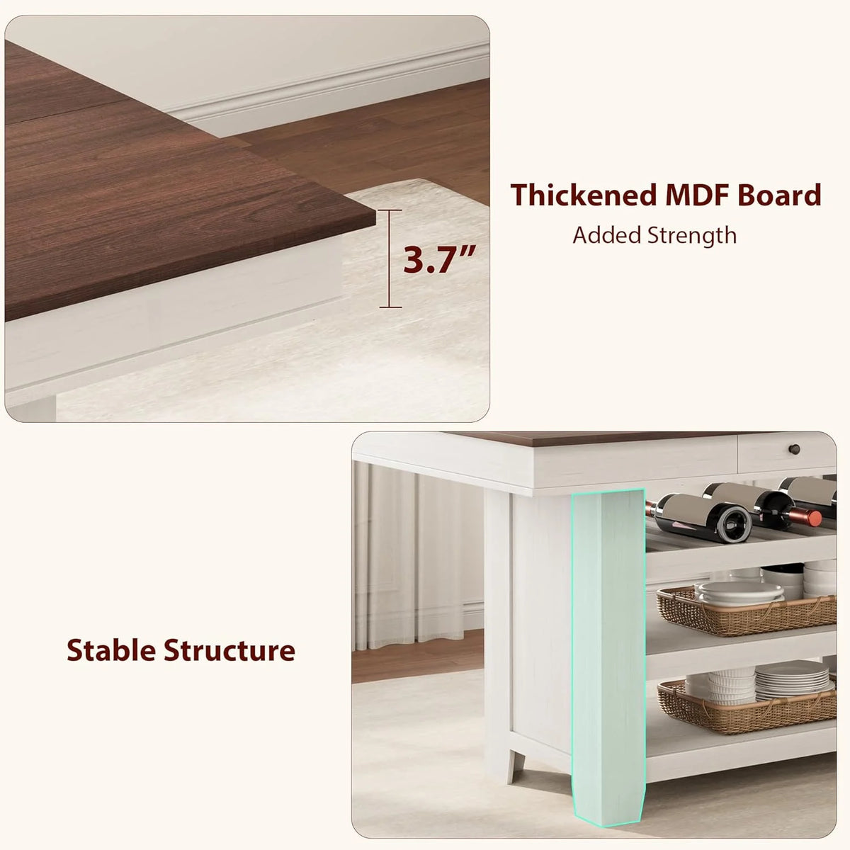 60" Counter Height Dining Table for 4,Rustic Counter Height Dining Table with Drawers& Open Shelves for Kitchen, Bar