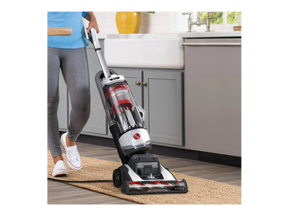 Hoover Bagless Upright Vacuum, High Performance, Pet Friendly, Swivel Design, with Dusting Brush, Extension Wand, HEPA Filter, Crevice & Upholstery Tool, 110 V Red/Grey
