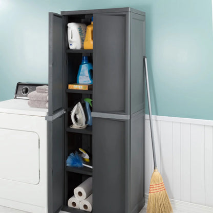Sterilite 4 Shelf Cabinet Plastic, Flat Gray