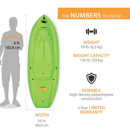Lifetime Wave 6 ft Youth Kayak, Fire Red (91401)