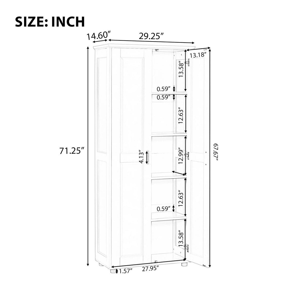 Bellemave White Tall Storage Cabinet with Adjustable Shelf Bathroom Cabinet with 1 Drawer and Storage Rack Large Freestanding Wood Cabinet Storage Organizer Floor Cabinet, White
