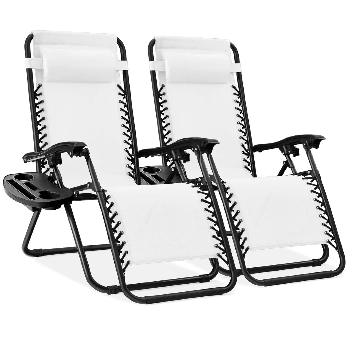 Best Choice Products Set of 2 Zero Gravity Lounge Chair Recliners for Patio, Pool w/ Cup Holder Tray - Gray