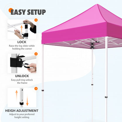 EAGLE PEAK 5x5 Pop Up Canopy Tent Instant Outdoor Canopy Easy Set-up Straight Leg Folding Shelter（Blue）