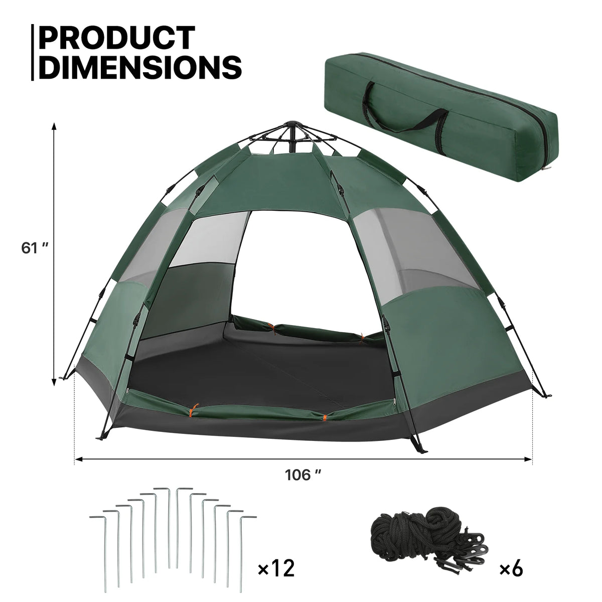 MADOG Set of 3 Camping Tent + Chairs, 4 Person Dome Tent and 2 Foldable Camping Chairs Combo with Cooler Bag and Cup Holder for Backpacking Hiking Traveling, Blue