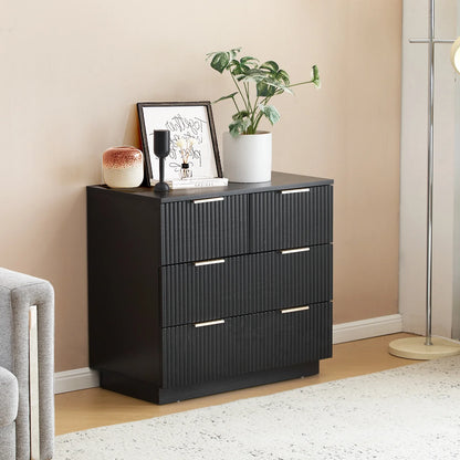 UBesGoo Dresser for Bedroom Wood 4 Drawers Dressers, Fluted Modern Dresser, White