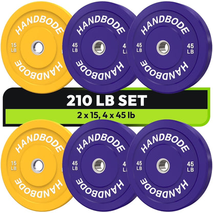 HANDBODE Bumper Plates Olympic Weight Plates, Colored Rubber plate for Weight Lifting and Strength Training 140LB