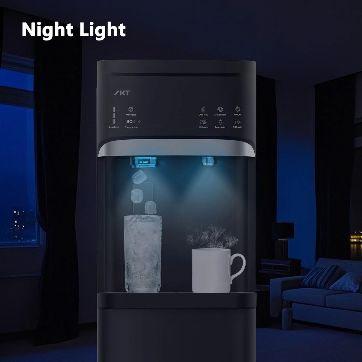IKT Bottom Loading Water Dispenser Cooler with Maker for 5 Gallon Bottle with Empty Bottle Indicator 3 Temperature 22lbs Within 24hrs Black