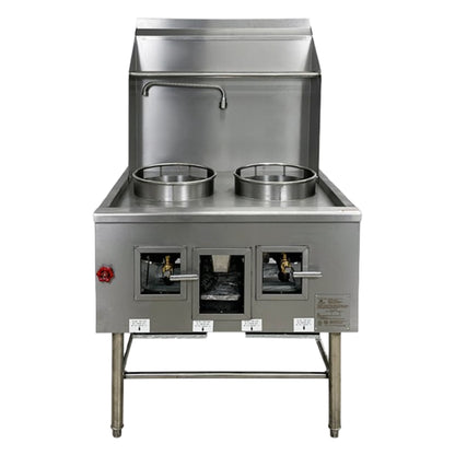 NSF 36 in. Two Burners Chinese Wok Range Natural Gas/ LP with Waterfall Commercial Restaurant Wok