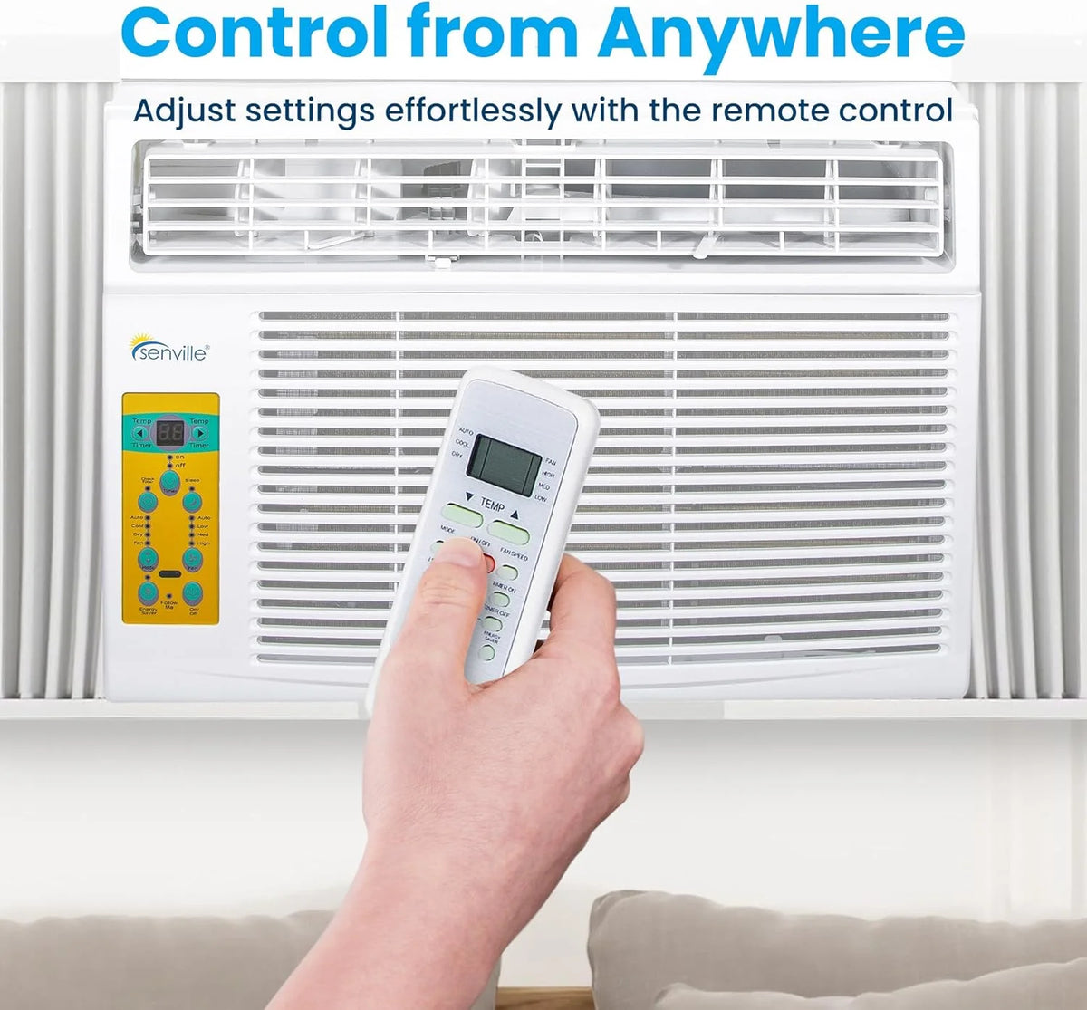 Senville 10,000 BTU Window Air Conditioner, Cools up to 450 sq. ft., Easy to Use, Washable Filter