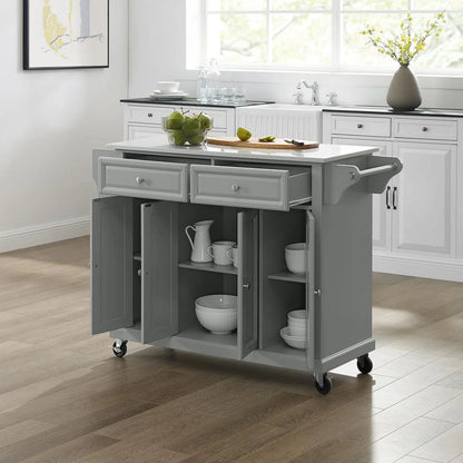Crosley Full Size Kitchen Cart-Finish:Gray,Style:Granite Top/White