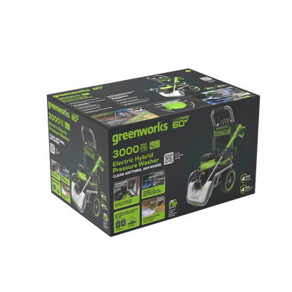 Greenworks Hybrid 60V 3000 MAX PSI at 2.0 GPM MAX Electric Pressure Washer + (2) 5.0Ah Batteries & Dual-Port Charger 5128202