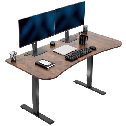 VIVO Reclaimed Wood / Black 63�?x 32�?Electric Height Adjustable Stand Up Desk