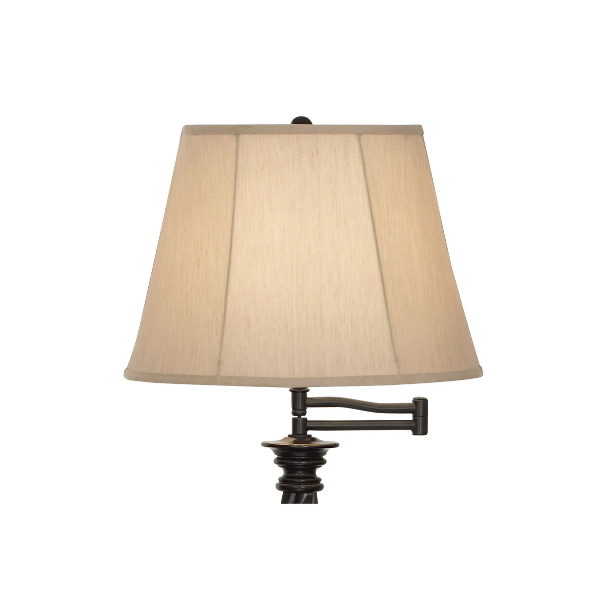 Regency Hill Traditional Swing Arm Floor Lamp 58" Tall Painted Black Bronze Swirl Font Faux Silk Beige Shade for Living Room Reading Office