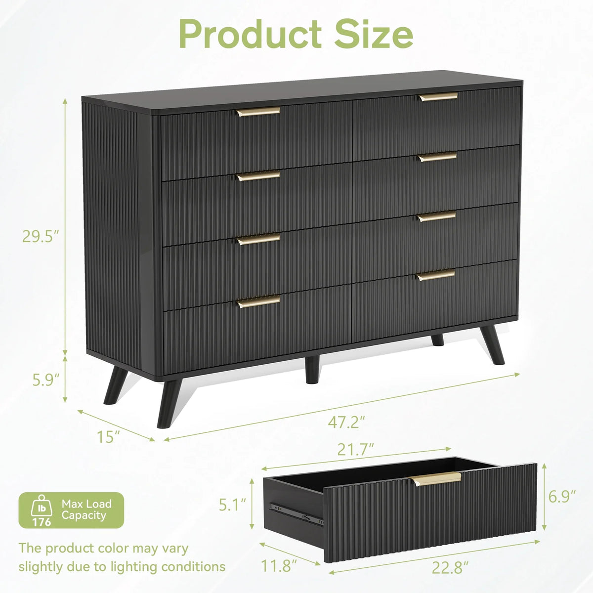 Planntonneo Boho Fluted 6 Drawer Dresser, Wooden Chests for Bedroom