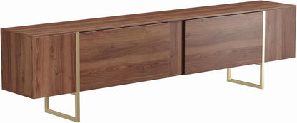 Tv Stand 71�� with Gold Legs and Two Spacious Doors (Walnut)