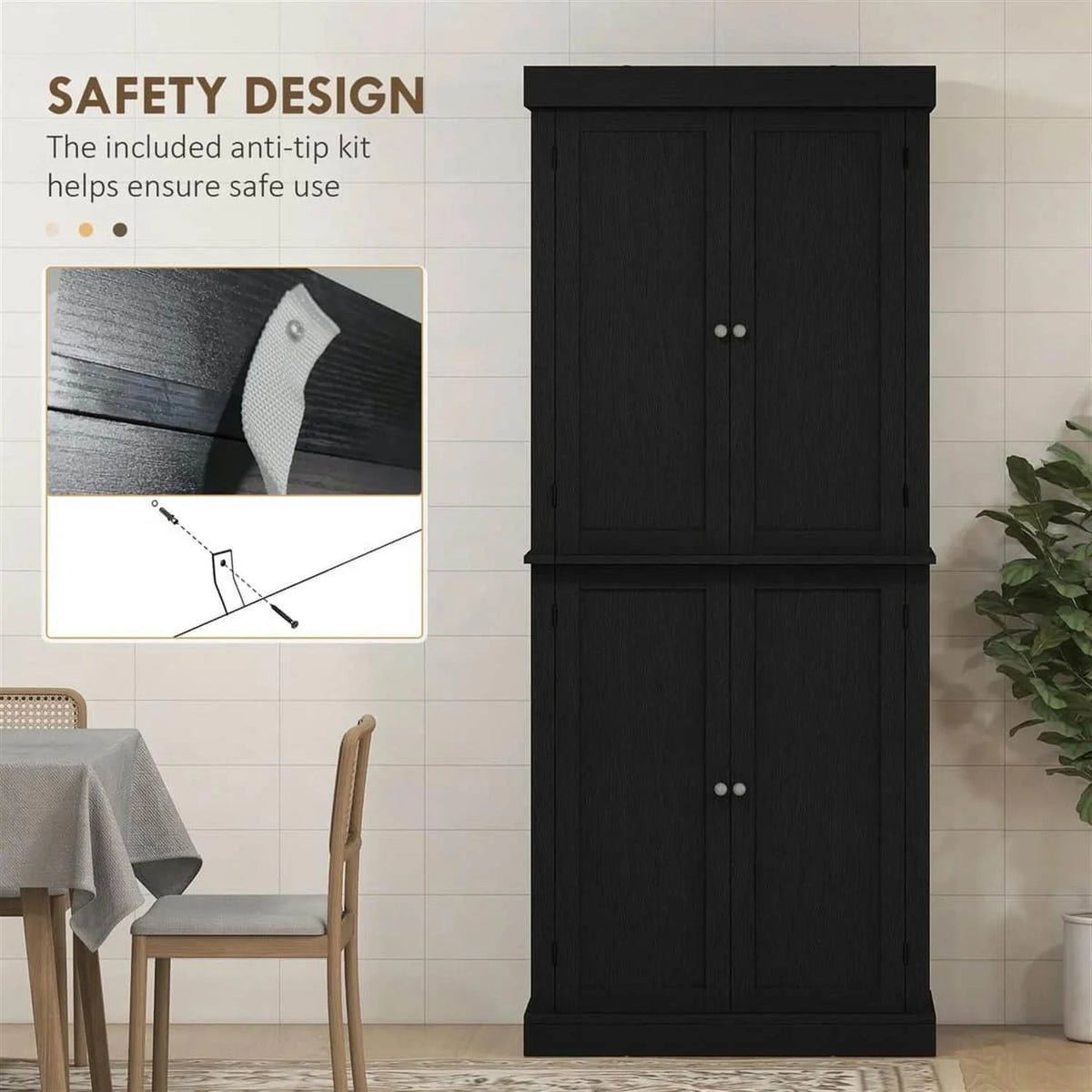 Demi Bonn 72" Large Kitchen Cabinet, Pantry Storage with Doors & Shelves, Freestanding Food Pantry Cabinet, Space-Saving Storage Solution, White