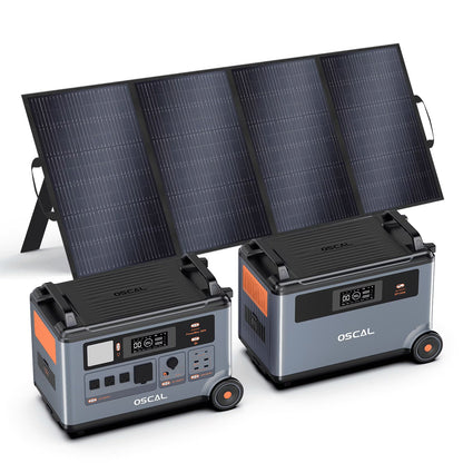 OSCAL PowerMax 6000 Portable Power Station, 3600Wh LiFePO4 Battery with 6000W Output, BP3600 Expansion Battery & 200W Solar Panels, Solar Generator for Camping, Home, Outdoor, Emergency Use