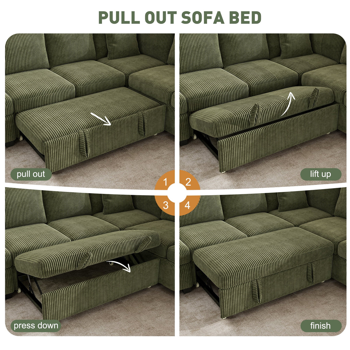 BedLuxury 83" Sectional Sleeper Sofa with Pull Out Bed, L Shaped Couch with Storage Seat for Living Room, Gray
