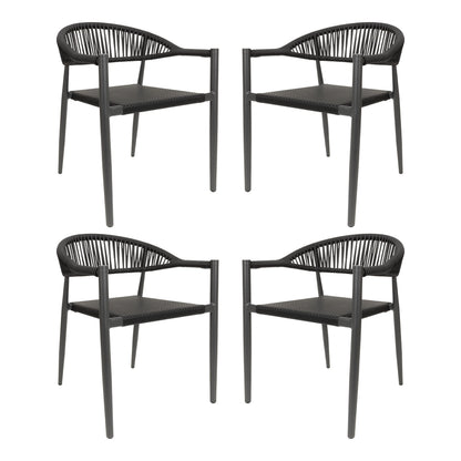 Vmopu New Set of 4 Gray Outdoor  Stackable Dining Chair, PE Rattan for Bistro Restaurant Garden