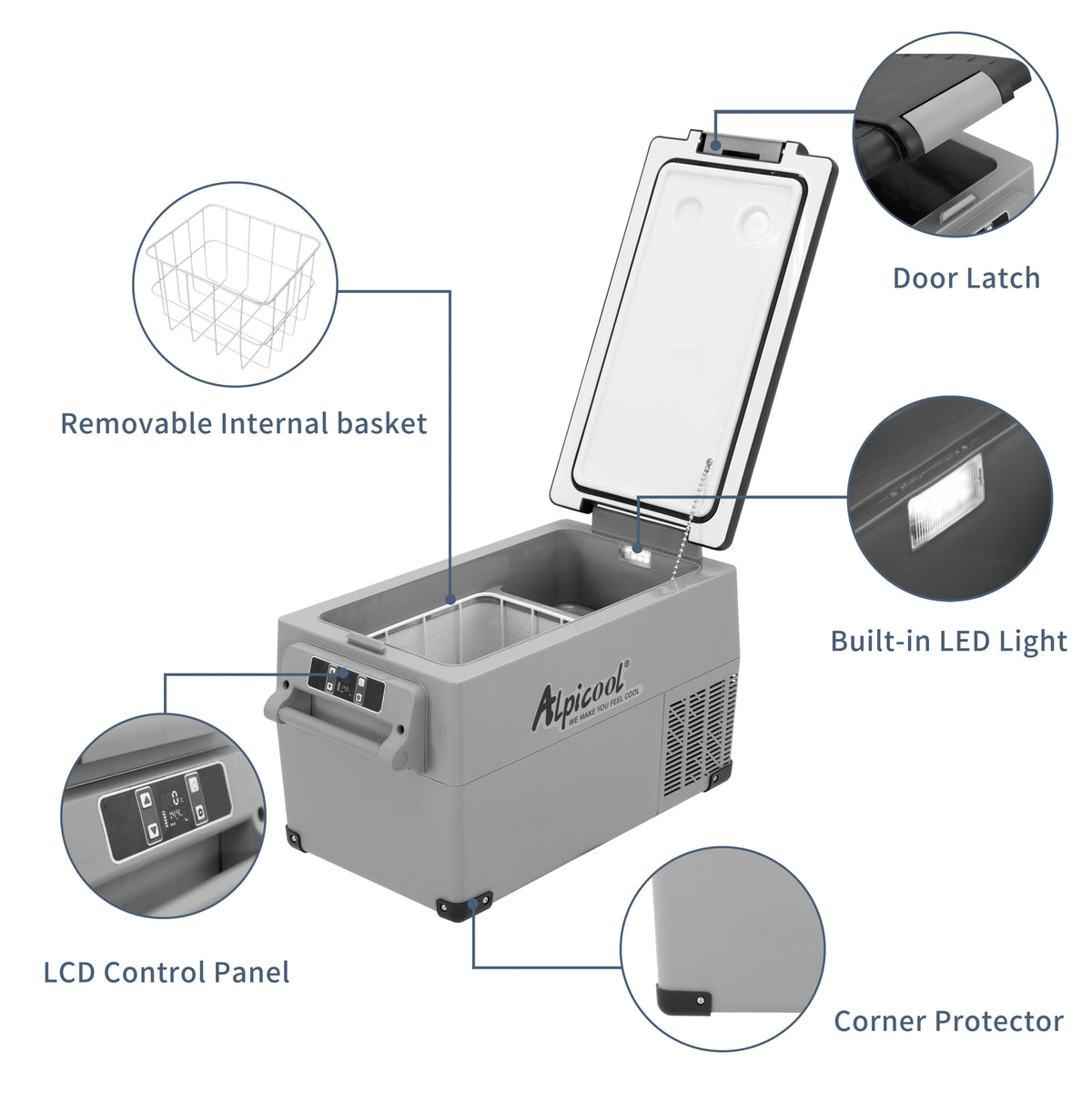 Alpicool CF55 Portable Refrigerator 12 Volt Car Freezer 58 Quart(55 Liter) Vehicle, Car, Truck, RV, Boat, Mini fridge freezer for Driving, Travel, Fishing, Outdoor -4��F to 68��F