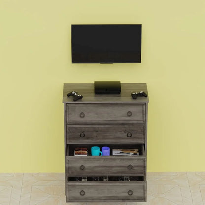 LGHM 4 Drawer Dresser, Modern Wood Chest Dresser for Bedroom Livingroom Gray