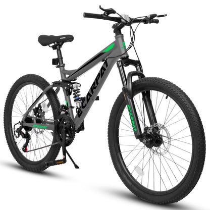 Aukfa 26" Mountain Bikes, 21-Speed Full Suspension Men Women Trail City Mountain Bike,Blue