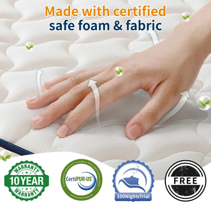 QOFYU Plush Queen Mattress 12 inch, Queen Size Spring HybridGel Memory Foam Mattress,  Queen Mattresses in a Box