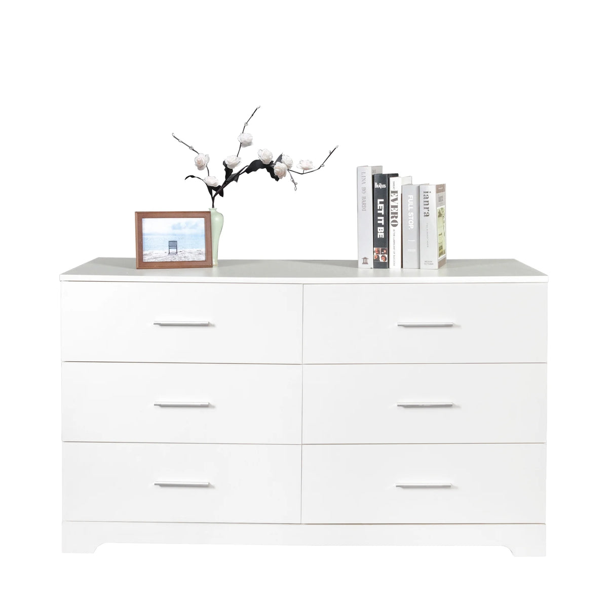 Ktaxon Bedroom Dresser with 6 Drawers, Wooden Double Dresser for Entryway, Wide Storage Cabinet for Living Room, Black
