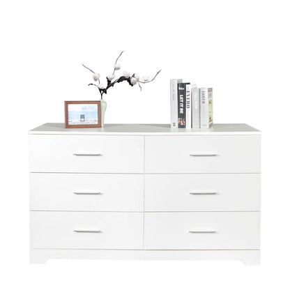 Ktaxon Bedroom Dresser with 6 Drawers, Wooden Double Dresser for Entryway, Wide Storage Cabinet for Living Room, Black