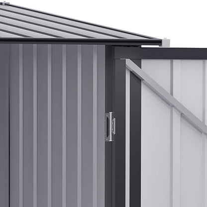 Outsunny 4.6' x 9' Metal Outdoor Storage Shed, Garden Utility Tool House with Double Lockable Doors for Backyard, Patio, Lawn, Garage, White