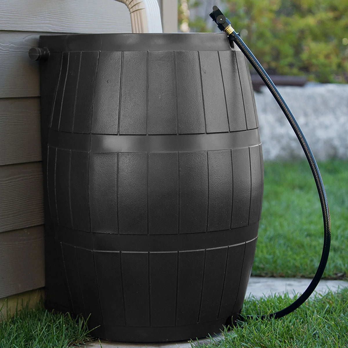FCMP Outdoor RC4000 Raincatcher 50 Gallon Rain Catcher Barrel, Brown