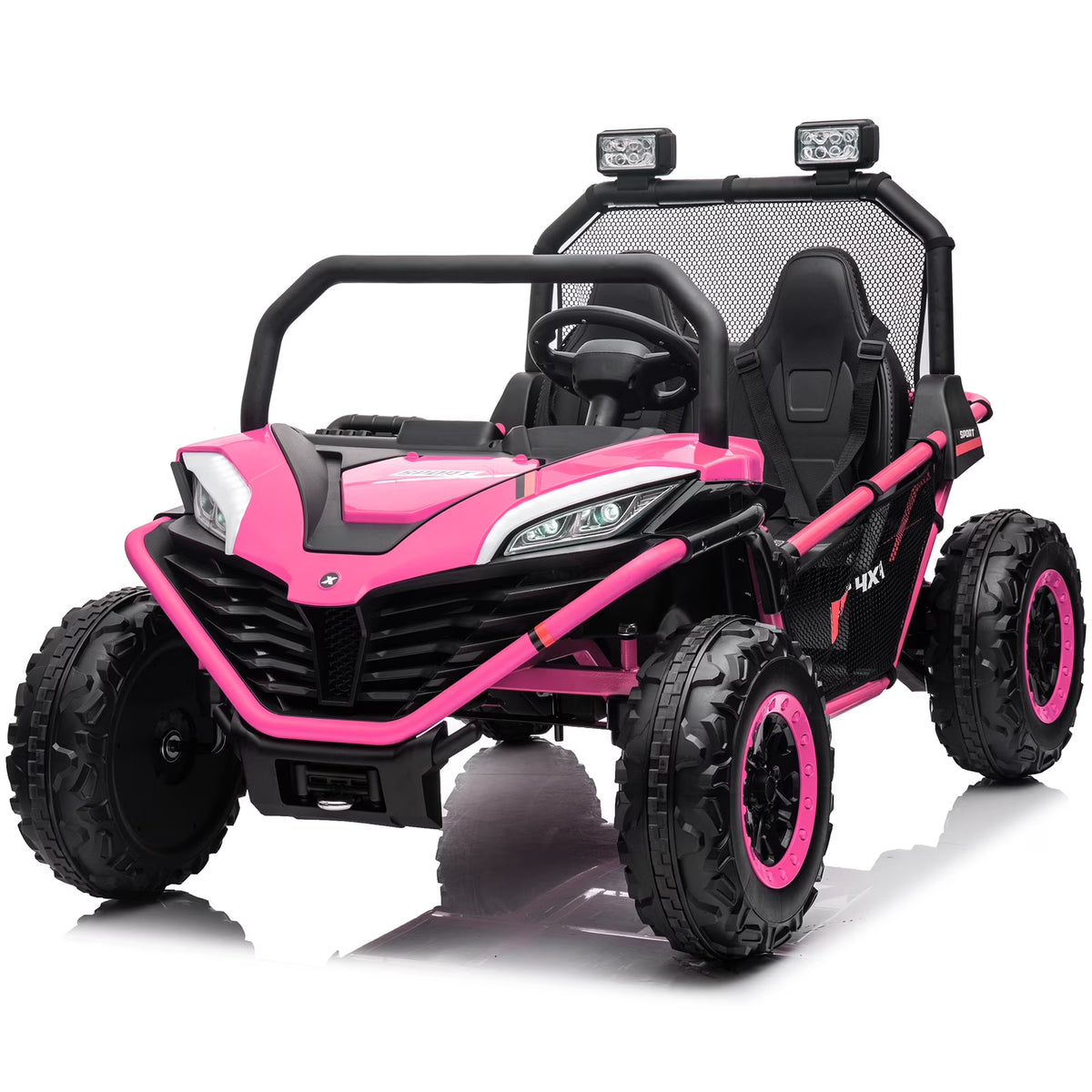 OTTORD 24 V Ride on Car UTV 2 Seater, 2x200W Electric Car Truck with Metal Frame, Brake&Gas Pedal, EVA Tires,3 Speed (Purple Pink)