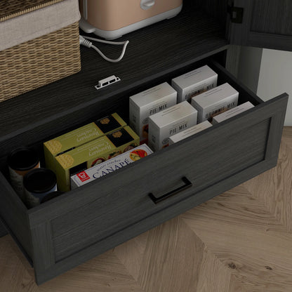 HOMCOM 69" Tall Kitchen Storage Cabinet with Adjustable Shelves, Black