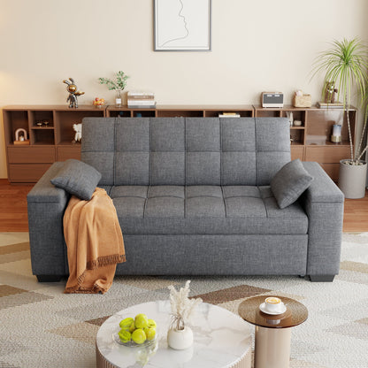 Sofa Bed, Lofka 3-in-1 Convertible Sleeper Sofa with Storage, Adjustable Backrest & Pull Out Function - Sleeper Chair for Small Space, Apartment, Dark Grey