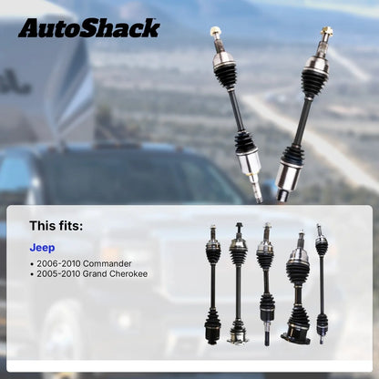 AutoShack Front CV Axle Shafts | Replacement for 2006-2010 Jeep Commander 2005-2010 Jeep Grand Cherokee | 2-PC