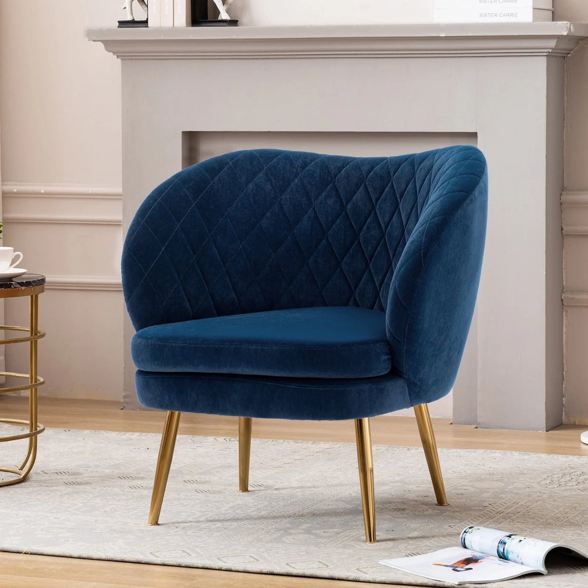 Duhome Accent Chair Single Sofa with Arm Velvet Blue 1 Pcs