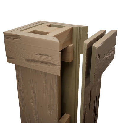 Ekena Millwork 18"W x 5'H Hand Hewn Endurathane Faux Wood Non-Tapered Square Column Wrap with Standard Capital & Base