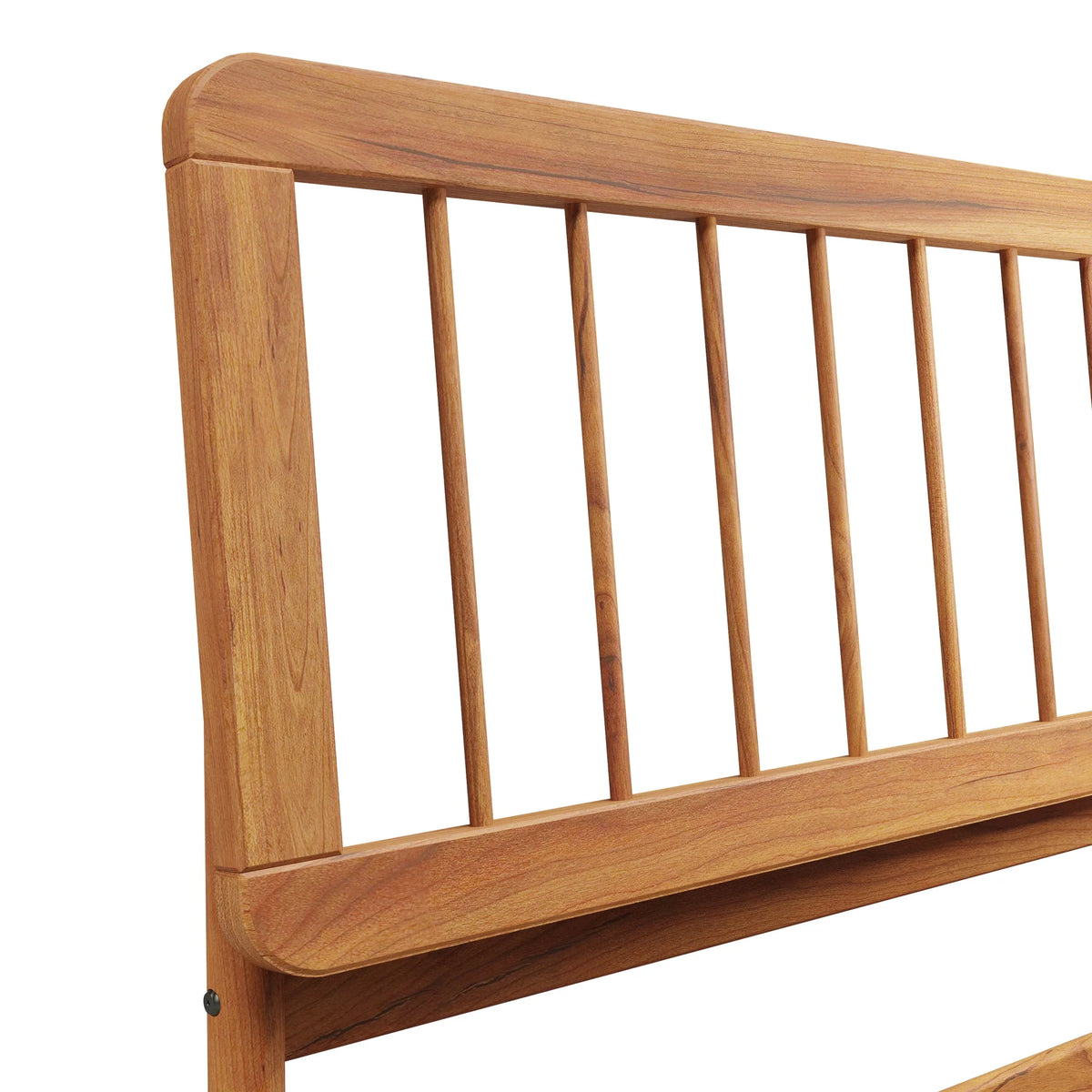 Walker Edison Mid-Century Modern Slatted Solid Wood Queen Bedframe, Natural Pine
