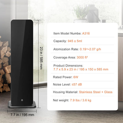 KFFKFF Scent Air Machine, 900ml Bluetooth Smart Floor Standing Aromatherapy Machine, 3000sq.ft Waterless Essential Oil Scent Air Diffuser for Large Room Office