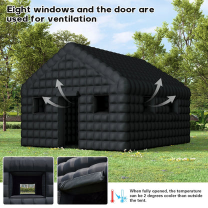 EROMMY Inflatable Nightclub 20x16.5x12 Ft, Inflatable Party Tent with 950w Blower, Inflatable Club Tent for Birthday Party Wedding Backyard Rental Business, Black